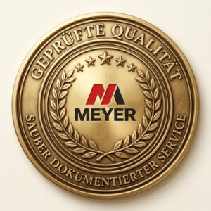 Goldenes Qualitätssymbol von Meyerheizung für sauber dokumentierten Service